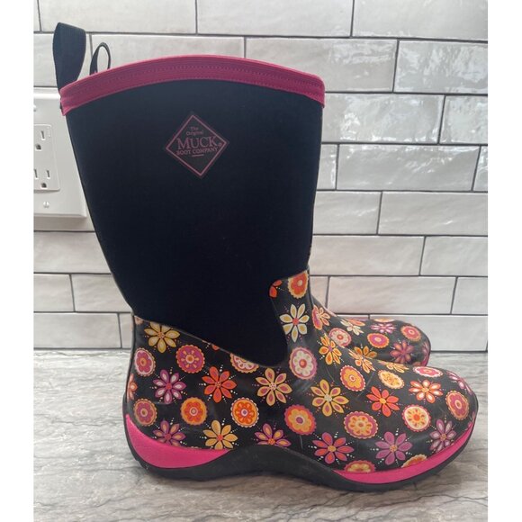 Original Muck Boots Floral Flower Power Pull On Rubber Neoprene Womens 11 - Picture 3 of 7
